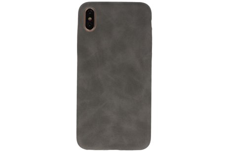 Leder Design Backcover voor iPhone Xs Max Grijs