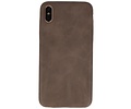 BAOHU Leder Design Backcover Geschikt voor iPhone Xs Max Donker Bruin