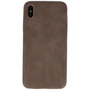 BAOHU Leder Design Backcover Geschikt voor iPhone Xs Max Donker Bruin