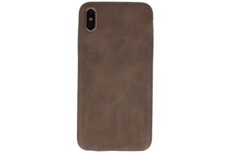 BAOHU Leder Design Backcover Geschikt voor iPhone Xs Max Donker Bruin