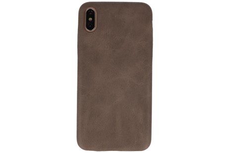 Leder Design Backcover voor iPhone Xs Max Donker Bruin