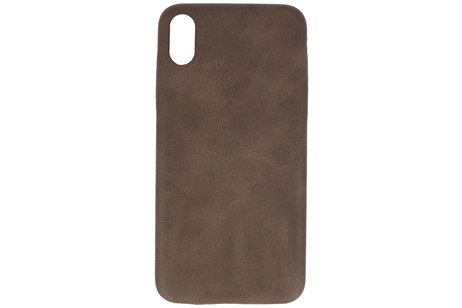 BAOHU Leder Design Backcover Geschikt voor iPhone Xs Max Donker Bruin