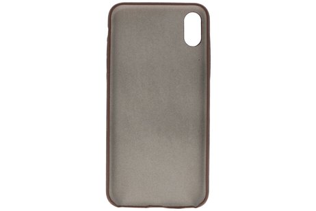 Leder Design Backcover voor iPhone Xs Max Donker Bruin