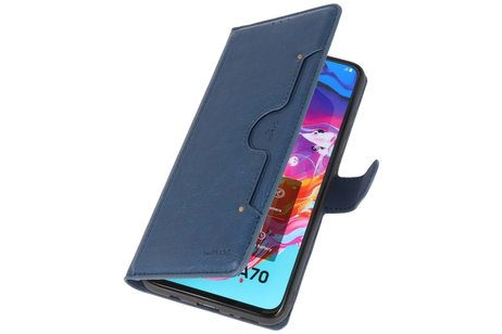 BAOHU KAIYUE - Luxe Portemonnee Hoesje - Pasjeshouder Telefoonhoesje - Wallet Case - Geschikt voor Samsung Galaxy A70 - Navy