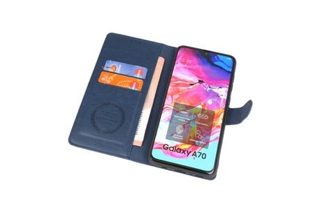 BAOHU KAIYUE - Luxe Portemonnee Hoesje - Pasjeshouder Telefoonhoesje - Wallet Case - Geschikt voor Samsung Galaxy A70 - Navy