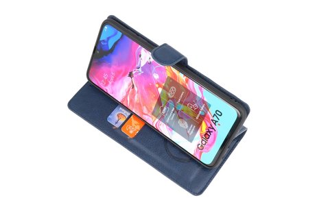 BAOHU KAIYUE - Luxe Portemonnee Hoesje - Pasjeshouder Telefoonhoesje - Wallet Case - Geschikt voor Samsung Galaxy A70 - Navy