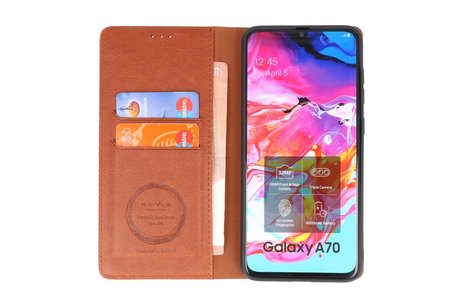 BAOHU KAIYUE - Luxe Portemonnee Hoesje - Pasjeshouder Telefoonhoesje - Wallet Case - Geschikt voor Samsung Galaxy A70 - Bruin