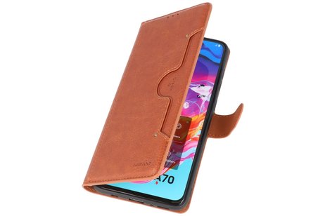 BAOHU KAIYUE - Luxe Portemonnee Hoesje - Pasjeshouder Telefoonhoesje - Wallet Case - Geschikt voor Samsung Galaxy A70 - Bruin