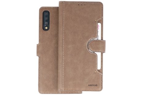 BAOHU KAIYUE - Luxe Portemonnee Hoesje - Pasjeshouder Telefoonhoesje - Wallet Case - Geschikt voor Samsung Galaxy A70 - Grijs