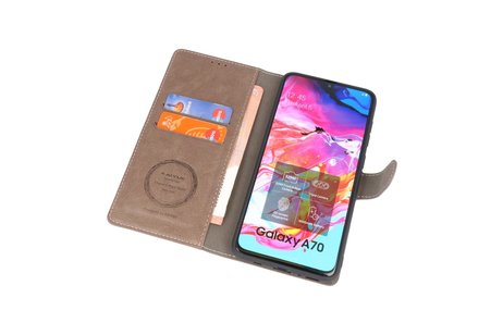 BAOHU KAIYUE - Luxe Portemonnee Hoesje - Pasjeshouder Telefoonhoesje - Wallet Case - Geschikt voor Samsung Galaxy A70 - Grijs