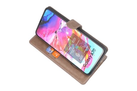 BAOHU KAIYUE - Luxe Portemonnee Hoesje - Pasjeshouder Telefoonhoesje - Wallet Case - Geschikt voor Samsung Galaxy A70 - Grijs