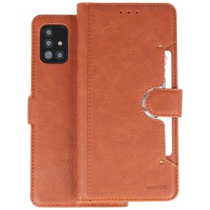 KAIYUE - Luxe Portemonnee Hoesje - Pasjeshouder Telefoonhoesje - Wallet Case - Geschikt voor Samsung Galaxy A51 - Bruin