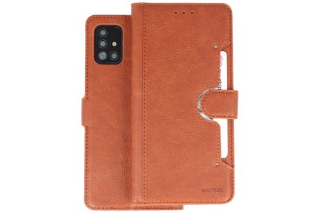 KAIYUE - Luxe Portemonnee Hoesje - Pasjeshouder Telefoonhoesje - Wallet Case - Geschikt voor Samsung Galaxy A51 - Bruin