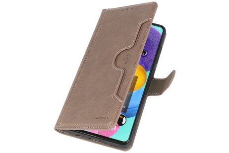 KAIYUE - Luxe Portemonnee Hoesje - Pasjeshouder Telefoonhoesje - Wallet Case - Geschikt voor Samsung Galaxy A51 - Grijs