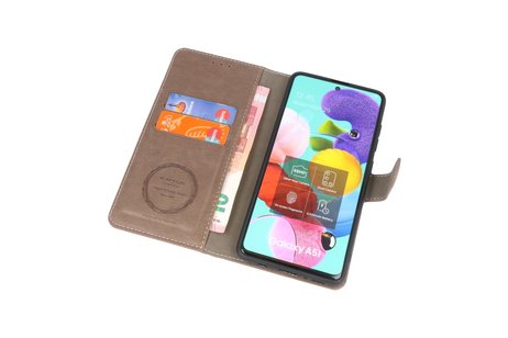 KAIYUE - Luxe Portemonnee Hoesje - Pasjeshouder Telefoonhoesje - Wallet Case - Geschikt voor Samsung Galaxy A51 - Grijs