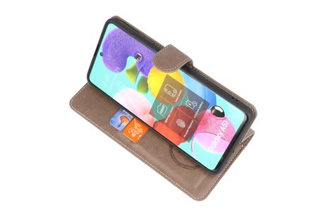 KAIYUE - Luxe Portemonnee Hoesje - Pasjeshouder Telefoonhoesje - Wallet Case - Geschikt voor Samsung Galaxy A51 - Grijs