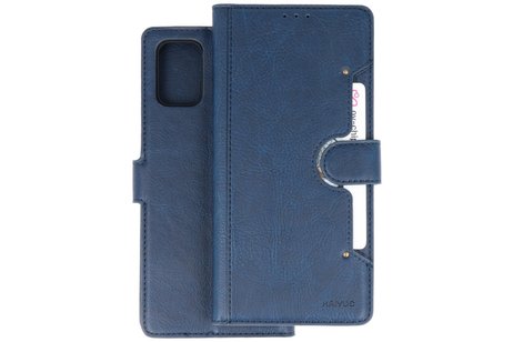 KAIYUE - Luxe Portemonnee Hoesje - Pasjeshouder Telefoonhoesje - Wallet Case - Geschikt voor Samsung Galaxy A51 - Navy