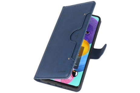 BAOHU KAIYUE - Luxe Portemonnee Hoesje - Pasjeshouder Telefoonhoesje - Wallet Case - Geschikt voor Samsung Galaxy A51 - Navy
