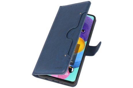 KAIYUE - Luxe Portemonnee Hoesje - Pasjeshouder Telefoonhoesje - Wallet Case - Geschikt voor Samsung Galaxy A51 - Navy