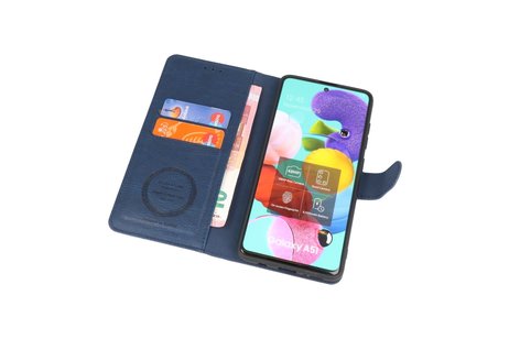 KAIYUE - Luxe Portemonnee Hoesje - Pasjeshouder Telefoonhoesje - Wallet Case - Geschikt voor Samsung Galaxy A51 - Navy