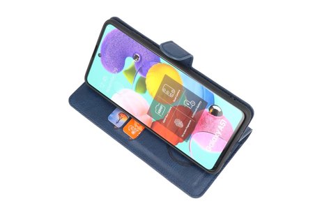 KAIYUE - Luxe Portemonnee Hoesje - Pasjeshouder Telefoonhoesje - Wallet Case - Geschikt voor Samsung Galaxy A51 - Navy