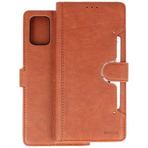 KAIYUE - Luxe Portemonnee Hoesje - Pasjeshouder Telefoonhoesje - Wallet Case - Geschikt voor Samsung Galaxy A51 - Bruin