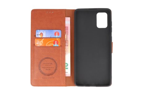 KAIYUE - Luxe Portemonnee Hoesje - Pasjeshouder Telefoonhoesje - Wallet Case - Geschikt voor Samsung Galaxy A51 - Bruin