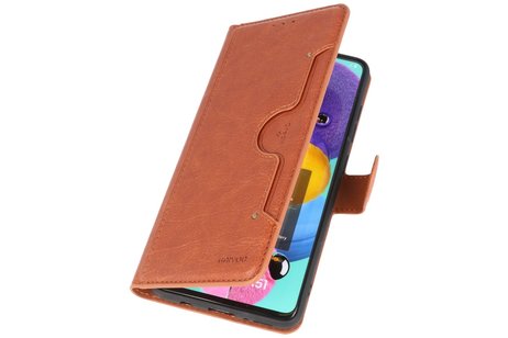 KAIYUE - Luxe Portemonnee Hoesje - Pasjeshouder Telefoonhoesje - Wallet Case - Geschikt voor Samsung Galaxy A51 - Bruin