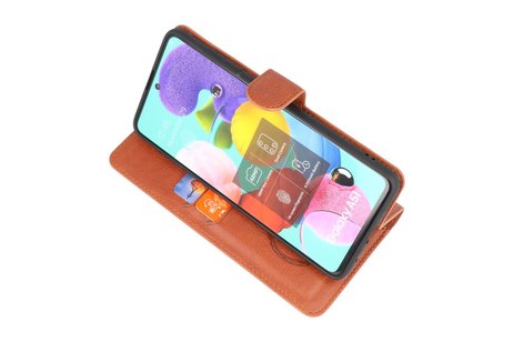 KAIYUE - Luxe Portemonnee Hoesje - Pasjeshouder Telefoonhoesje - Wallet Case - Geschikt voor Samsung Galaxy A51 - Bruin