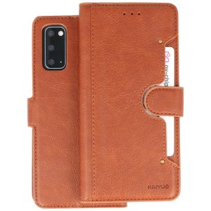 KAIYUE - Luxe Portemonnee Hoesje - Pasjeshouder Telefoonhoesje - Wallet Case - Geschikt voor Samsung Galaxy S20 - Bruin