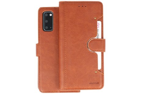 BAOHU KAIYUE - Luxe Portemonnee Hoesje - Pasjeshouder Telefoonhoesje - Wallet Case - Geschikt voor Samsung Galaxy S20 - Bruin
