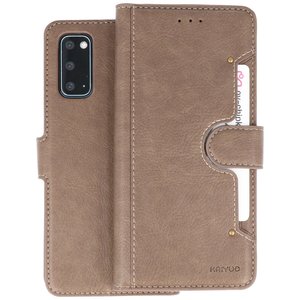 BAOHU KAIYUE - Luxe Portemonnee Hoesje - Pasjeshouder Telefoonhoesje - Wallet Case - Geschikt voor Samsung Galaxy S20 - Grijs