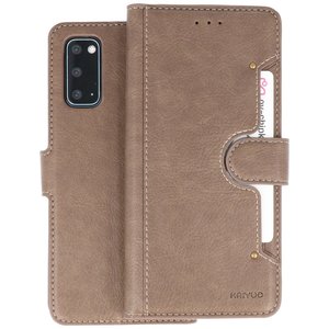 KAIYUE - Luxe Portemonnee Hoesje - Pasjeshouder Telefoonhoesje - Wallet Case - Geschikt voor Samsung Galaxy S20 - Grijs