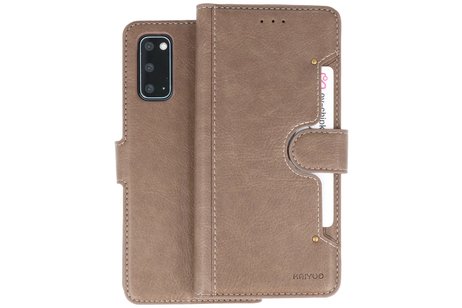 KAIYUE - Luxe Portemonnee Hoesje - Pasjeshouder Telefoonhoesje - Wallet Case - Geschikt voor Samsung Galaxy S20 - Grijs