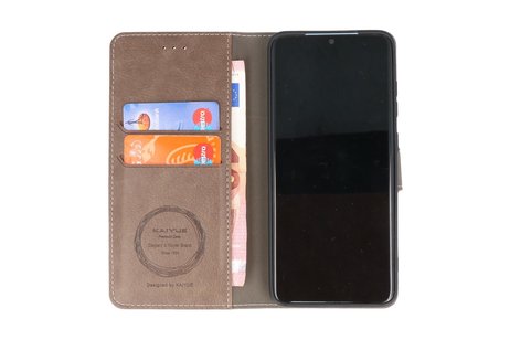 KAIYUE - Luxe Portemonnee Hoesje - Pasjeshouder Telefoonhoesje - Wallet Case - Geschikt voor Samsung Galaxy S20 - Grijs