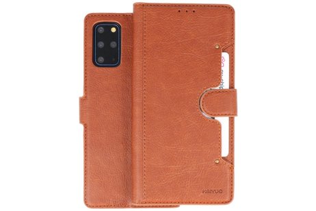 KAIYUE - Luxe Portemonnee Hoesje - Pasjeshouder Telefoonhoesje - Wallet Case - Geschikt voor Samsung Galaxy S20 Plus - Bruin