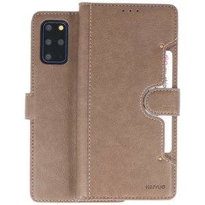 KAIYUE - Luxe Portemonnee Hoesje - Pasjeshouder Telefoonhoesje - Wallet Case - Geschikt voor Samsung Galaxy S20 Plus - Grijs