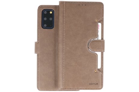 KAIYUE - Luxe Portemonnee Hoesje - Pasjeshouder Telefoonhoesje - Wallet Case - Geschikt voor Samsung Galaxy S20 Plus - Grijs