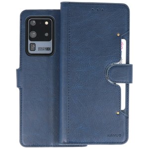 KAIYUE - Luxe Portemonnee Hoesje - Pasjeshouder Telefoonhoesje - Wallet Case - Geschikt voor Samsung Galaxy S20 Ultra - Navy