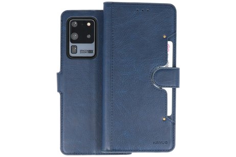 BAOHU KAIYUE - Luxe Portemonnee Hoesje - Pasjeshouder Telefoonhoesje - Wallet Case - Geschikt voor Samsung Galaxy S20 Ultra - Navy