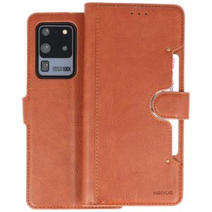 KAIYUE - Luxe Portemonnee Hoesje - Pasjeshouder Telefoonhoesje - Wallet Case - Geschikt voor Samsung Galaxy S20 Ultra - Bruin