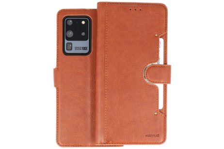 BAOHU KAIYUE - Luxe Portemonnee Hoesje - Pasjeshouder Telefoonhoesje - Wallet Case - Geschikt voor Samsung Galaxy S20 Ultra - Bruin