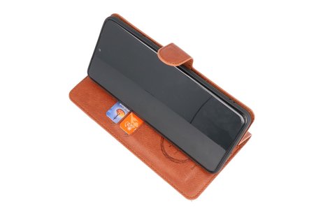 KAIYUE - Luxe Portemonnee Hoesje - Pasjeshouder Telefoonhoesje - Wallet Case - Geschikt voor Samsung Galaxy S20 Ultra - Bruin