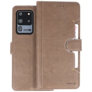 BAOHU KAIYUE - Luxe Portemonnee Hoesje - Pasjeshouder Telefoonhoesje - Wallet Case - Geschikt voor Samsung Galaxy S20 Ultra - Grijs