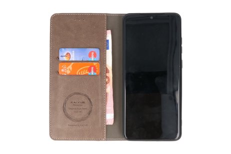 BAOHU KAIYUE - Luxe Portemonnee Hoesje - Pasjeshouder Telefoonhoesje - Wallet Case - Geschikt voor Samsung Galaxy S20 Ultra - Grijs