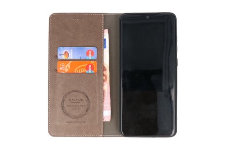 KAIYUE - Luxe Portemonnee Hoesje - Pasjeshouder Telefoonhoesje - Wallet Case - Geschikt voor Samsung Galaxy S20 Ultra - Grijs