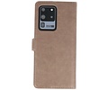 KAIYUE - Luxe Portemonnee Hoesje - Pasjeshouder Telefoonhoesje - Wallet Case - Geschikt voor Samsung Galaxy S20 Ultra - Grijs