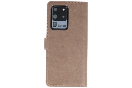 KAIYUE - Luxe Portemonnee Hoesje - Pasjeshouder Telefoonhoesje - Wallet Case - Geschikt voor Samsung Galaxy S20 Ultra - Grijs