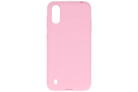 BAOHU Hoesje Geschikt voor de Samsung Galaxy A01 - Backcover Color Telefoonhoesje - Roze