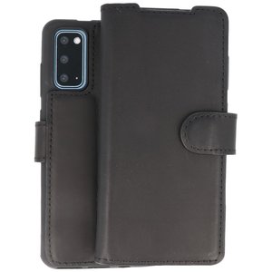 BAOHU BAOHU Handmade Leer Telefoonhoesje - Wallet Case - Portemonnee Hoesje - Geschikt voor Samsung Galaxy S20 - Zwart